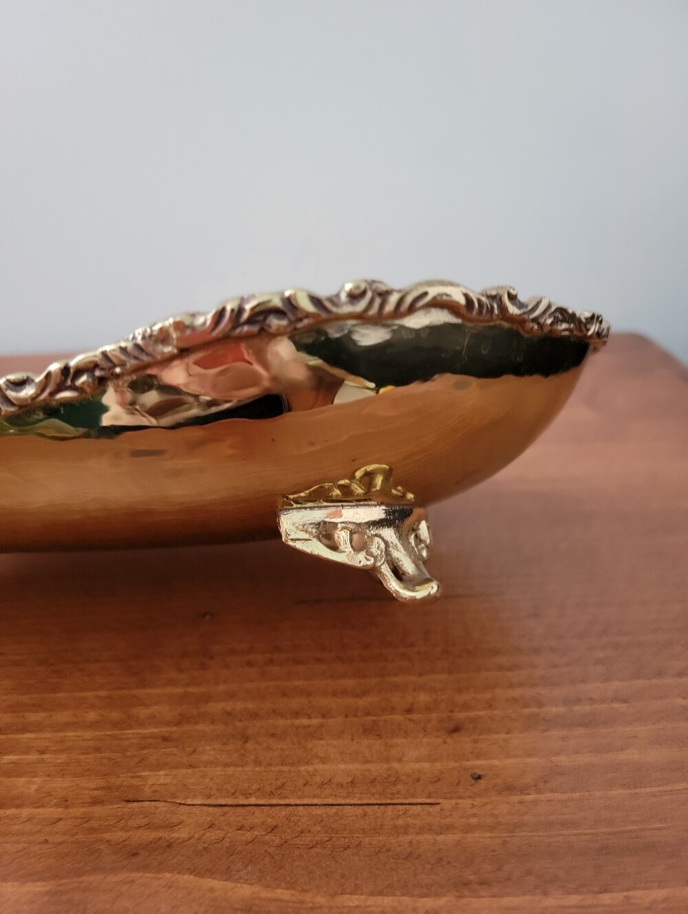 Gold-Tone Metal Catchall Trinket Bowl Tray Bird Perched On Branch Centerpiece - Picture 10 of 16